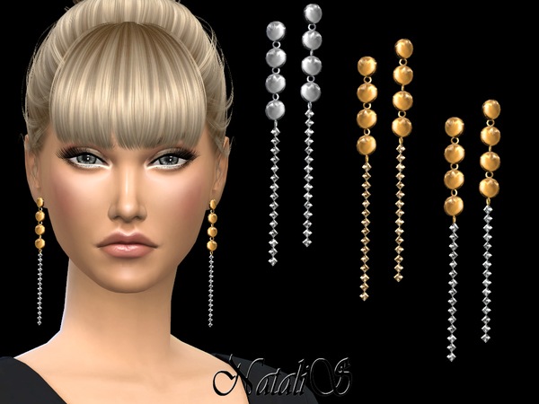 Sims 4 Disc drop crystals link earrings by NataliS at TSR