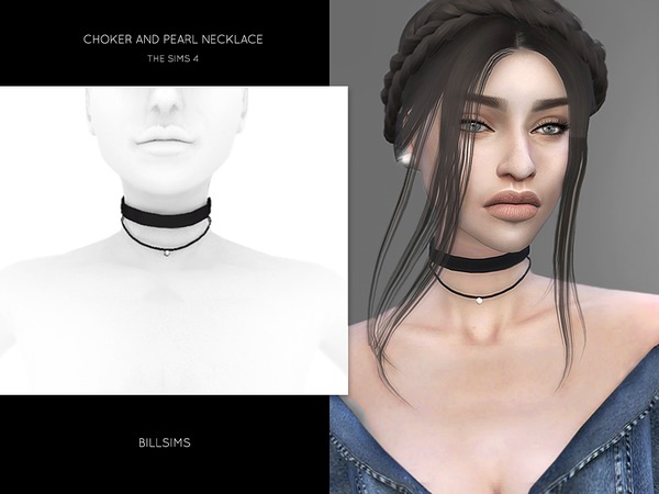 Sims 4 Choker and Pearl Necklace by Bill Sims at TSR