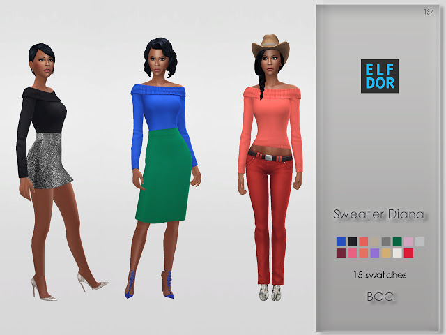 Sims 4 Sweater Diana at Elfdor Sims