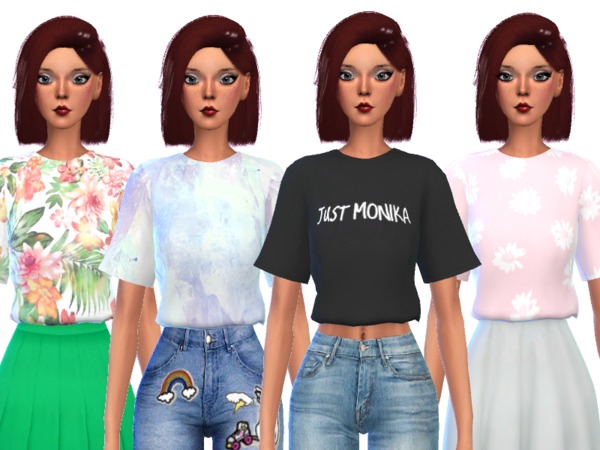 Sims 4 Jazzy Cropped Tops by Wicked Kittie at TSR