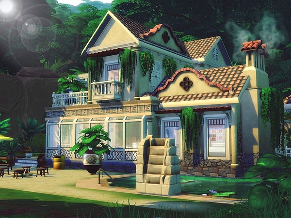 Sims 4 Jungle Restaurant by MychQQQ at TSR