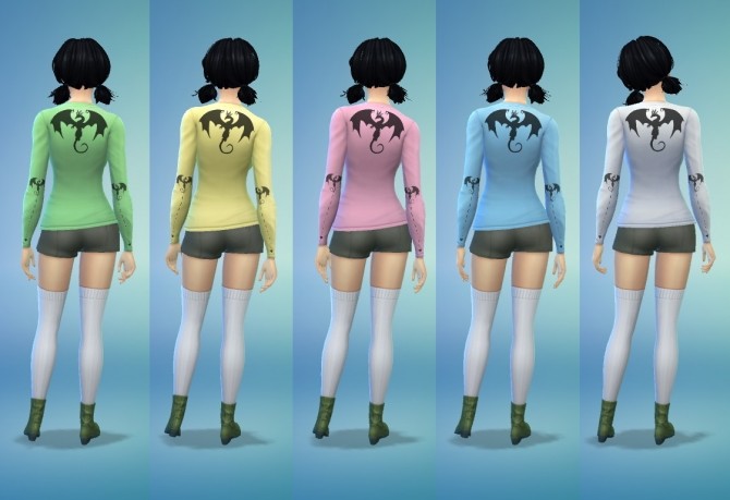 Sims 4 Long Sleeved Pastel Bookwyrm T Shirts by EmilitaRabbit at Mod The Sims