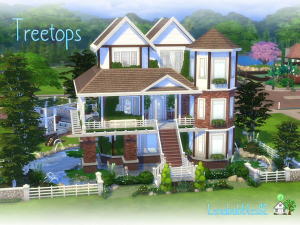 Sims 4 Treetops No CC 3 storey home by lenabubbles82 at TSR