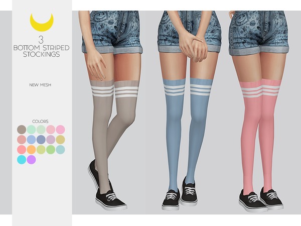 Sims 4 3 Bottom Striped Stockings by Kalewa a at TSR