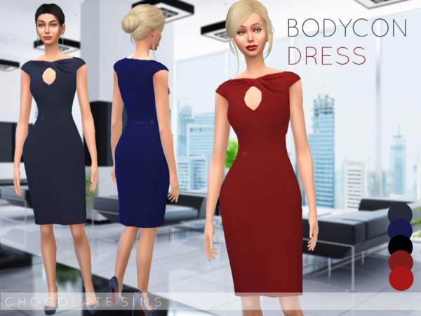 Sims 4 Bodycon Dress by MissSchokoLove at TSR