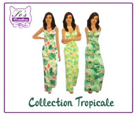 Tropical collection Summer dress by Sophie Stiquet at Sims 4 Fr