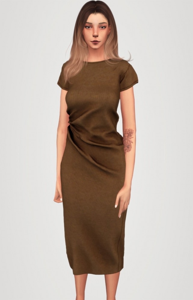 Sims 4 Long tee dress at Elliesimple