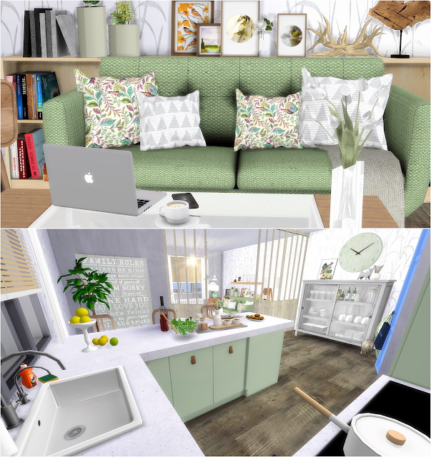 Sims 4 Green Apartment Room at Liney Sims