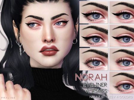 Norah Eyeliner + Lashes N81 by Pralinesims at TSR » Sims 4 Updates