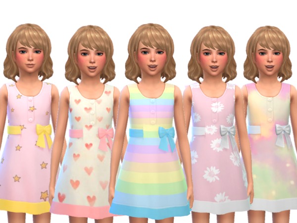 Sims 4 Adorable Girls Spring Dress by Wicked Kittie at TSR