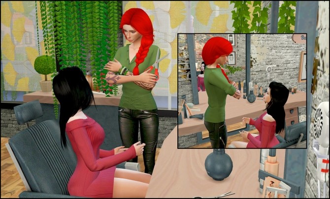 Sims 4 Barber shop posepack at Rethdis love