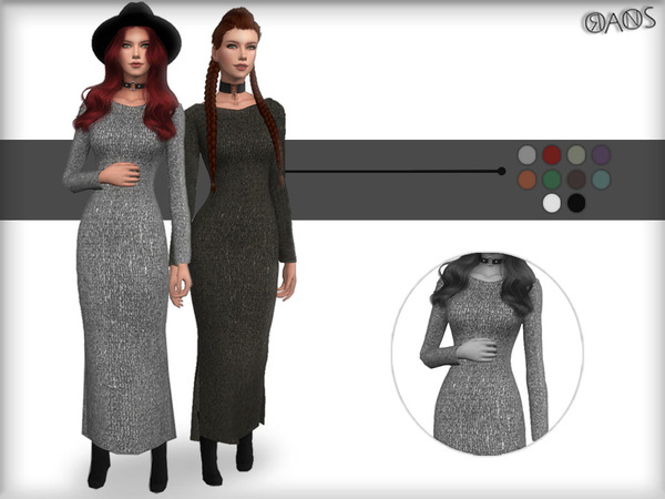 Sims 4 Knit Metallic Dress by OranosTR at TSR
