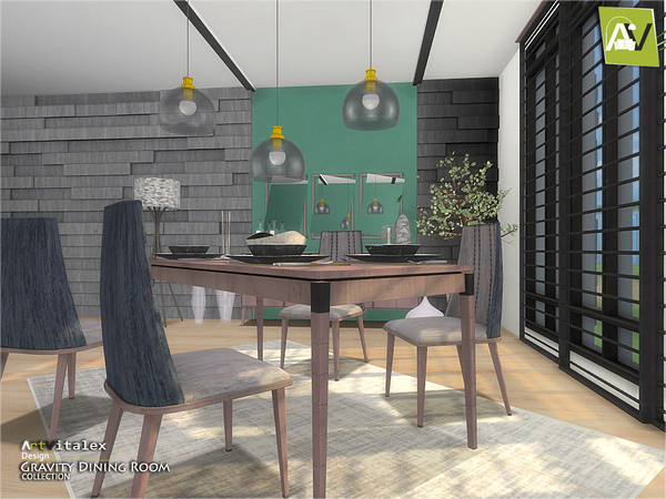 Sims 4 Gravity Dining Room by ArtVitalex at TSR