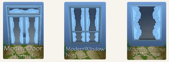 Sims 4 Medium Doors &Windows with CurtainGlass at TheUnicorn Creations