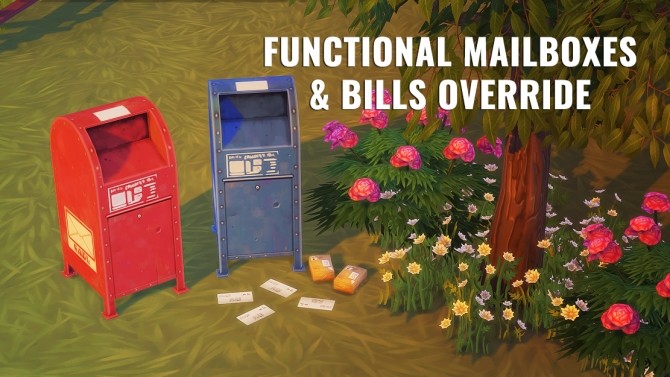 Sims 4 Functional Mailboxes and bills override by flamedeyes at Mod The Sims