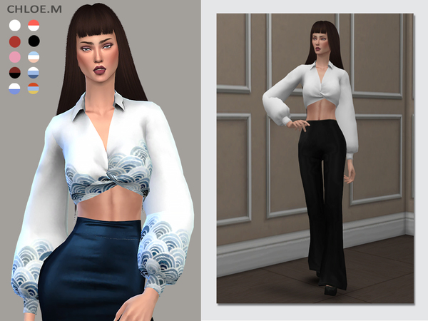Sims 4 Blouse F by ChloeMMM at TSR