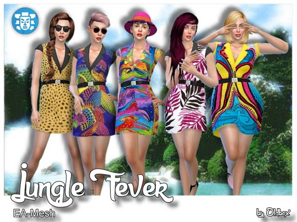 Sims 4 Safari Dress JungleFever by Oldbox at All 4 Sims