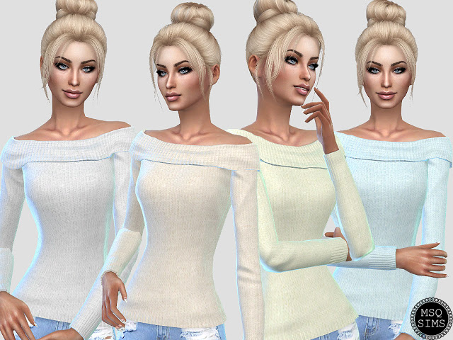Sims 4 Shoulder Off Sweater Recolor at MSQ Sims