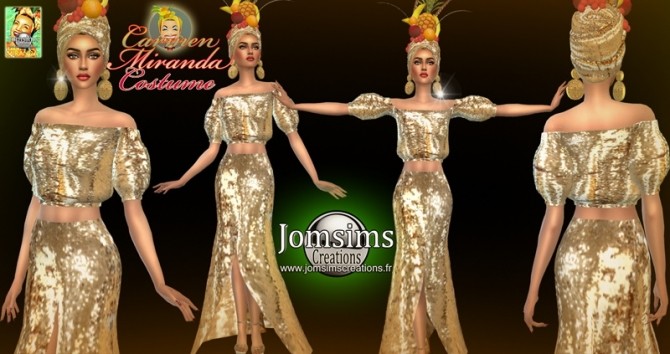 Sims 4 Carmen Miranda costume at Jomsims Creations