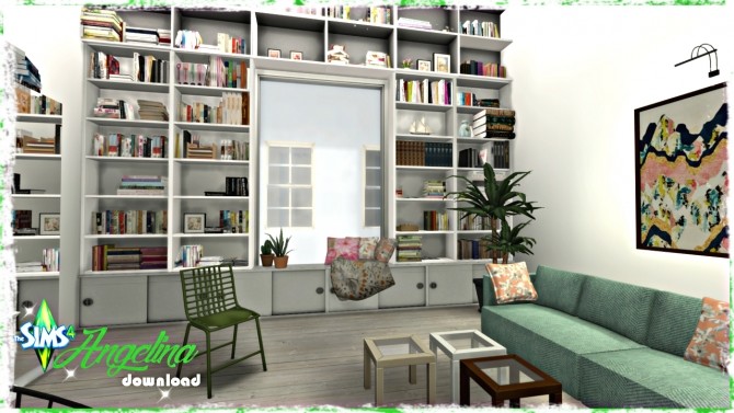 Sims 4 Angelina book lovers paradise by Rissy Rawr at Pandasht Productions