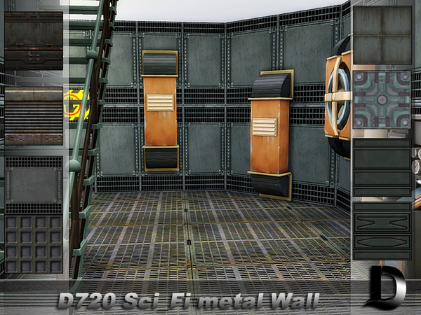 Sims 4 Sci Fi metal wall by Danuta720 at TSR