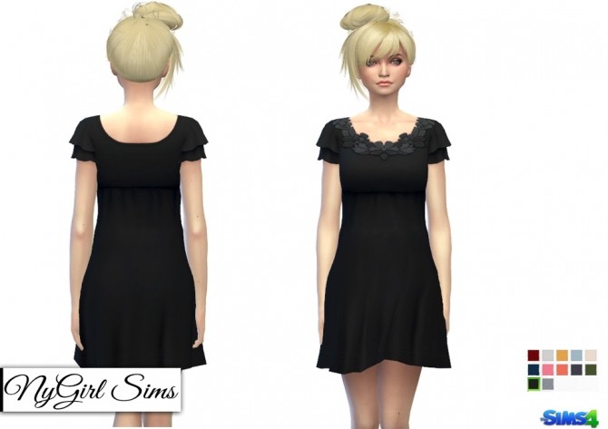 Sims 4 Floral Collar Spring Dress at NyGirl Sims