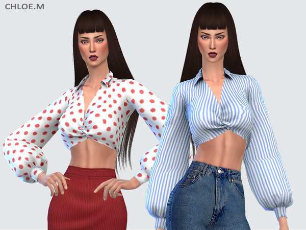 Sims 4 Blouse F by ChloeMMM at TSR
