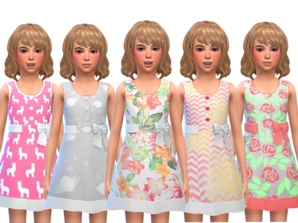 Sims 4 Adorable Girls Spring Dress by Wicked Kittie at TSR