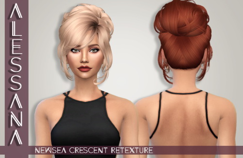 Sims 4 Newsea Crescent Hair retexture at Alessana Sims