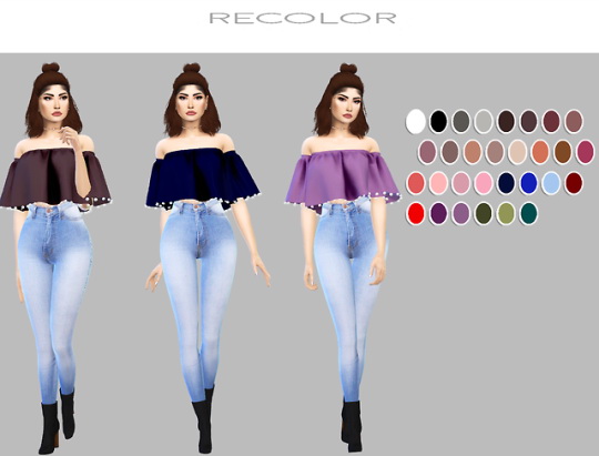 Sims 4 Sunny Off Shoulder Top W/Pearls recolors at Simply Simming