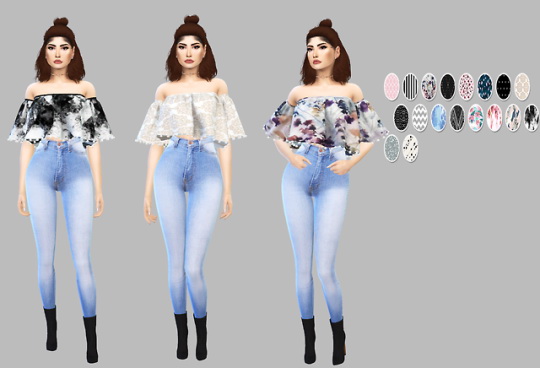 Sims 4 Sunny Off Shoulder Top W/Pearls recolors at Simply Simming