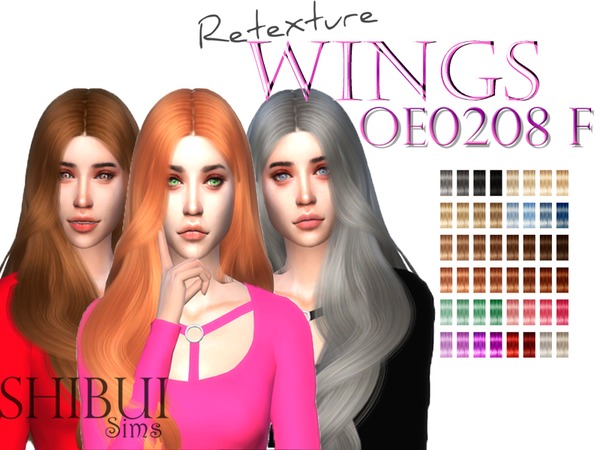 Sims 4 Retexture Wings OE0208 hair by Shibui Sims at TSR