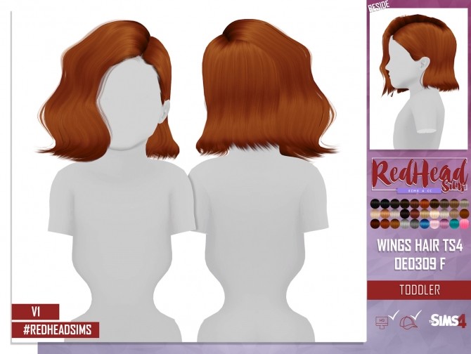 Sims 4 WINGS HAIR TS4 OE0309 F TODDLER VERSION 1 at REDHEADSIMS