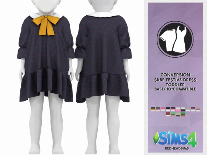 Sims 4 SKBP FESTIVE DRESS by Thiago Mitchell at REDHEADSIMS
