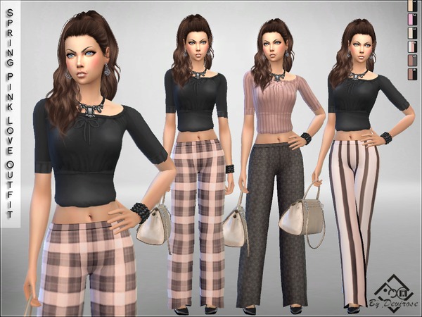 Sims 4 Spring Pink Love Outfit by Devirose at TSR