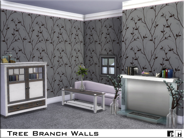 Sims 4 Tree Branch Walls by Pinkfizzzzz at TSR