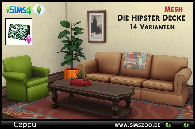 Sims 4 Hipster blanket by Cappu at Blacky’s Sims Zoo