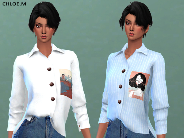 Sims 4 Blouse for female 03 by ChloeMMM at TSR
