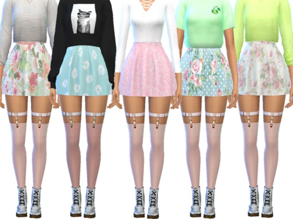 Sims 4 Pastel Skater Skirts by Wicked Kittie at TSR