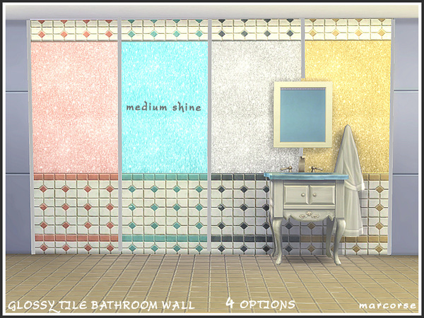 Sims 4 Glossy Tile Bathroom Wall by marcorse at TSR