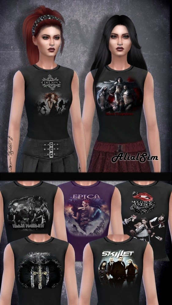 Sims 4 Band posters and top at Alial Sim