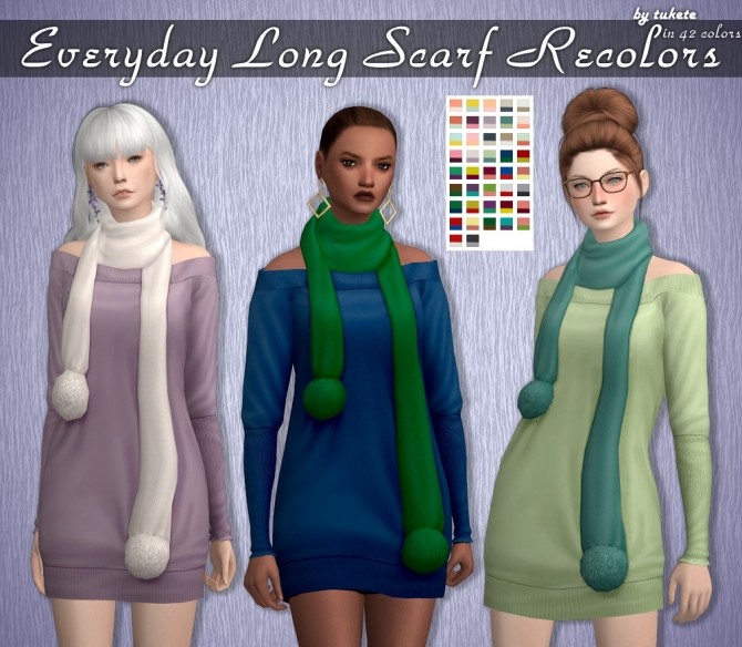 Sims 4 Long Scarf Dress Recolors at Tukete