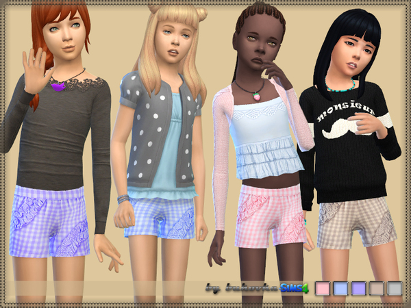 Sims 4 Plaid Shorts for girls by bukovka at TSR