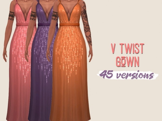 Sims 4 V twist gown at Midnightskysims