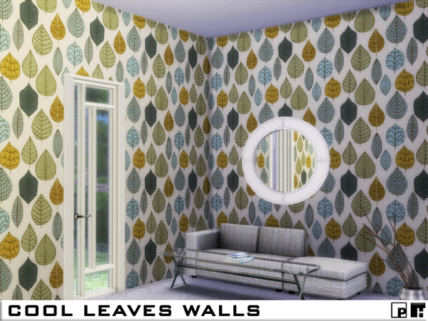 Sims 4 Cool Leaves Walls by Pinkfizzzzz at TSR