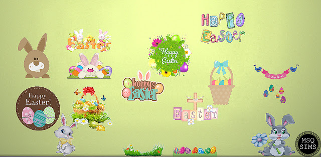 Sims 4 Easter Wallsticker Pack 2018 at MSQ Sims