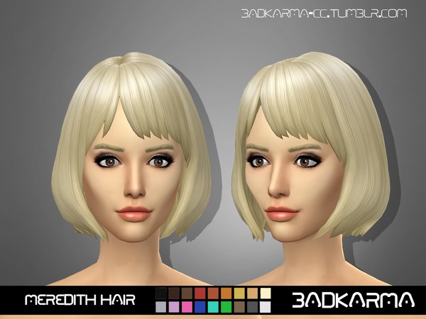 Sims 4 Meredith Hair by BADKARMA at TSR