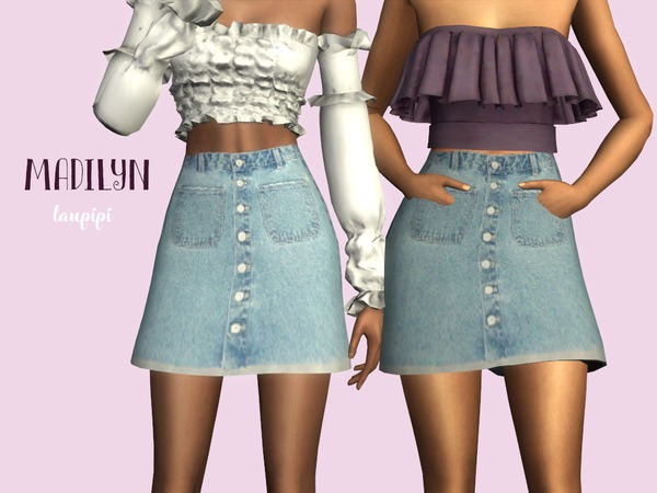 Sims 4 Madilyn Denim Skirt by laupipi at TSR