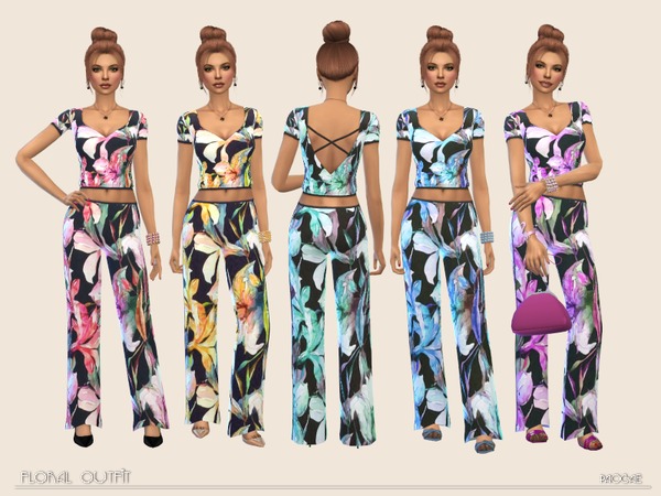 Sims 4 Floral Outfit by Paogae at TSR