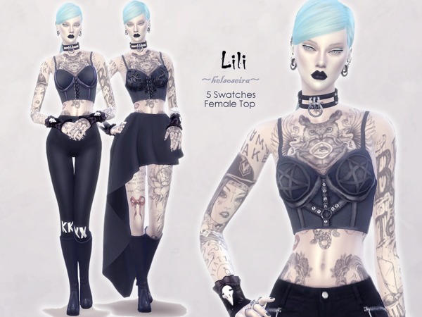 Sims 4 LILI Gothic Top FM by Helsoseira at TSR